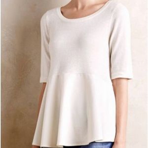 anthropologie moth white peplum sweater